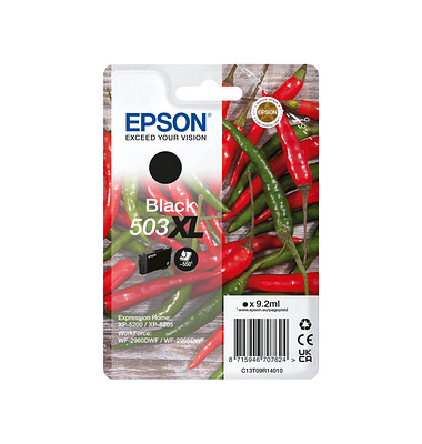 Druckerpatrone 503XL/T09R14 C13T09R14010 (kompatibel zu Epson 503XL), schwarz, ca. 550 Seiten