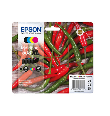 Druckerpatrone 503XL/T09R64 C13T09R64010 (kompatibel zu Epson 503XL), schwarz/cyan/magenta/gelb, ca. 550 Seiten schwarz, ca. 3 x