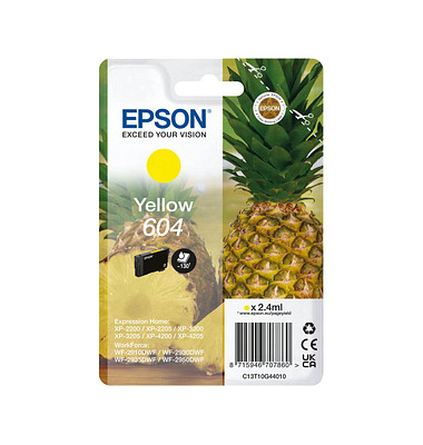 Druckerpatrone 604/T10G44 C13T10G44010 (604), gelb, ca. 130 Seiten