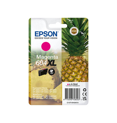 Druckerpatrone 604XL/T10H34 C13T10H34010 (kompatibel zu Epson 604XL), magenta, ca. 350 Seiten