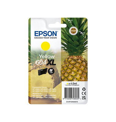Druckerpatrone 604XL/T10H44 C13T10H44010 (kompatibel zu Epson 604XL), gelb, ca. 350 Seiten