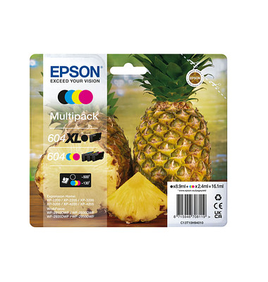 Druckerpatrone 604/604XL T10H94 C13T10H94010 (kompatibel zu Epson 604/604XL), schwarz/cyan/magenta/gelb, ca. 1x 500 schwarz, ca.