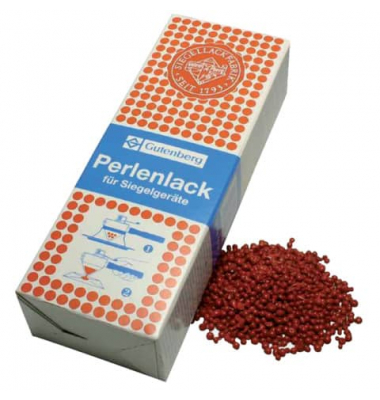 Siegellack-Perlen, zinnoberrot, f&uuml;r Elektro-Schnellsiegler.