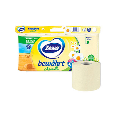 Toilettenpapier bewährt Kamille, Kamille, 38797, 3-lagig, gelb, 150 Blatt/Rolle,