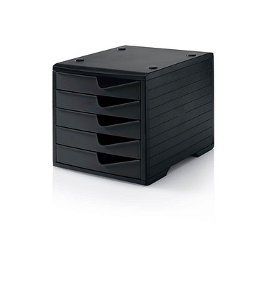 styro Schubladenbox styroswingbox  schwarz DIN C4 mit 5 Schubladen