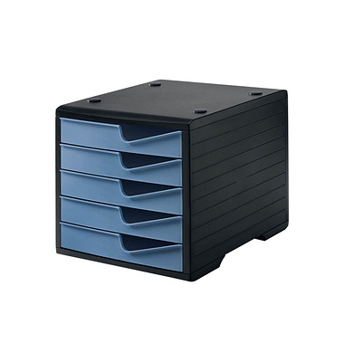 styro Schubladenbox styroswingbox  taupenblau DIN C4 mit 5 Schubladen