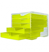 styro Schubladenbox styroswingbox NEONline  neon-gelb DIN C4 mit 5 Schubladen