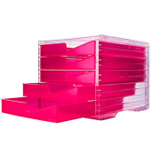 styro Schubladenbox styroswingbox NEONline  neon-pink DIN C4 mit 5 Schubladen