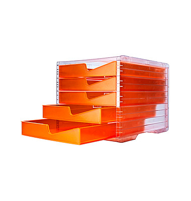 styro Schubladenbox styroswingbox NEONline  neon-orange DIN C4 mit 5 Schubladen