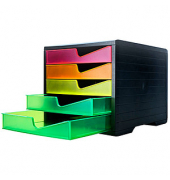 styro Schubladenbox styroswingbox NEONline  neon multi-color DIN C4 mit 5 Schubladen
