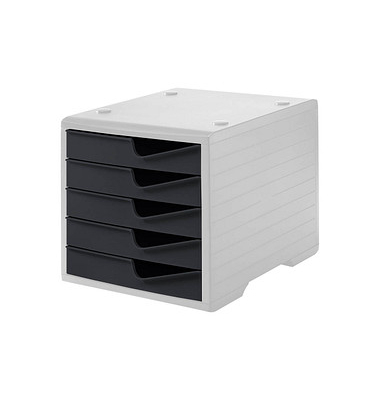 styro Schubladenbox styroswingbox  anthrazit DIN C4 mit 5 Schubladen