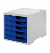 styro Schubladenbox styroswingbox  blau DIN C4 mit 5 Schubladen