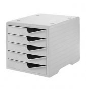 styro Schubladenbox styroswingbox  grau DIN C4 mit 5 Schubladen