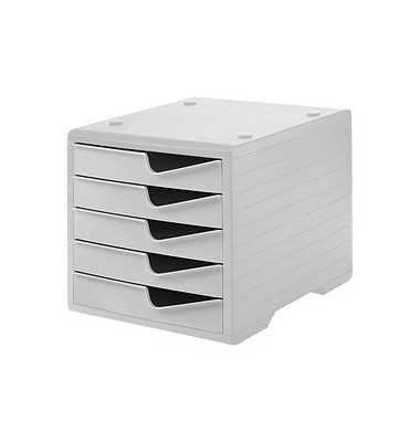 styro Schubladenbox styroswingbox  grau DIN C4 mit 5 Schubladen