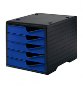 styro Schubladenbox styroswingbox  blau DIN C4 mit 5 Schubladen
