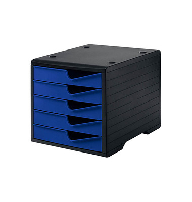styro Schubladenbox styroswingbox  blau DIN C4 mit 5 Schubladen
