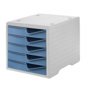 styro Schubladenbox styroswingbox  taupenblau DIN C4 mit 5 Schubladen