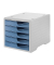 styro Schubladenbox styroswingbox  taupenblau DIN C4 mit 5 Schubladen