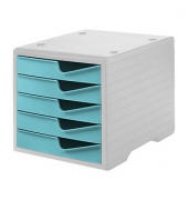 styro Schubladenbox styroswingbox  aqua DIN C4 mit 5 Schubladen