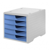 styro Schubladenbox styroswingbox  cornflower DIN C4 mit 5 Schubladen