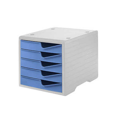 styro Schubladenbox styroswingbox  cornflower DIN C4 mit 5 Schubladen