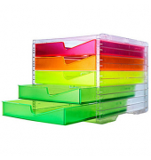 styro Schubladenbox styroswingbox NEONline  neon multi-color DIN C4 mit 5 Schubladen