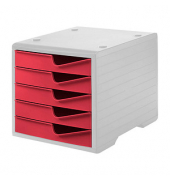 styro Schubladenbox styroswingbox  cranberry DIN C4 mit 5 Schubladen