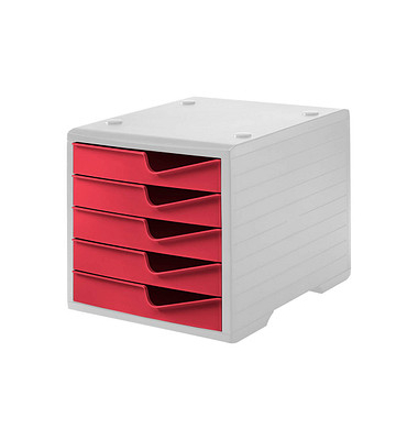 styro Schubladenbox styroswingbox  cranberry DIN C4 mit 5 Schubladen