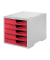 styro Schubladenbox styroswingbox  cranberry DIN C4 mit 5 Schubladen