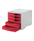 styro Schubladenbox styroswingbox  cranberry DIN C4 mit 5 Schubladen