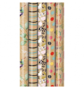 Geschenkpapier 33053 333205, sortiert (5 Motive), Urban Nature, 70cm x 2m, farbig sortiert (braun)