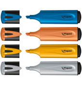 Textmarker FLUO PEPS METALLIC GLITTER, 742000, Etui, 4-farbig sortiert, 1-5mm Keilspitze