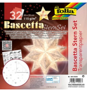 Faltblätter Bascetta-Stern Schneeflocke weiß, silber Bascetta-Stern-Set