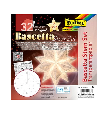 Faltblätter Bascetta-Stern Schneeflocke weiß, silber Bascetta-Stern-Set