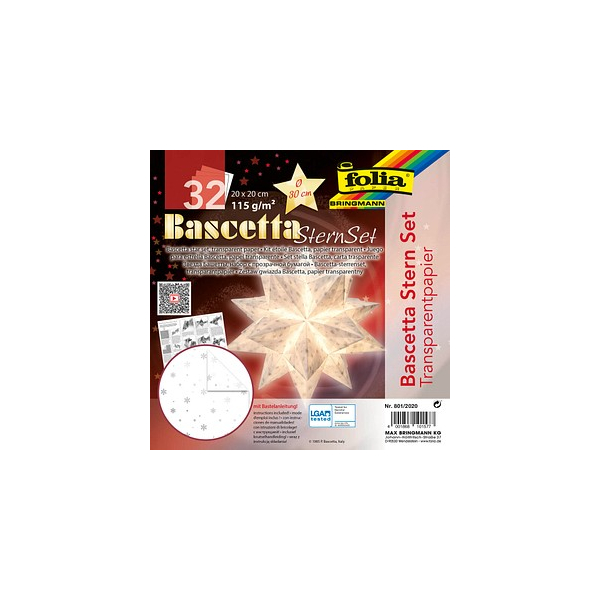 4001868101577 - Faltblätter Bascetta-Stern Schneeflocke weiß silber Bascetta-Stern-Set 4001868101577 folia 32 Blatt 4001868101577 - Faltblätter Bascetta-Stern Schneeflocke weiß silber Bascetta-Stern-Set 4001868101577 folia 32 Blatt