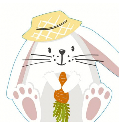 Oster-Servietten Hase mit Hut 201084, mehrfarbig / Hase mit Hut gestanzt, 1-lagig, 33x33cm