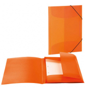 Eckspannmappe 19503, A4 orange transparent PP, mit 3 Einschlagklappen