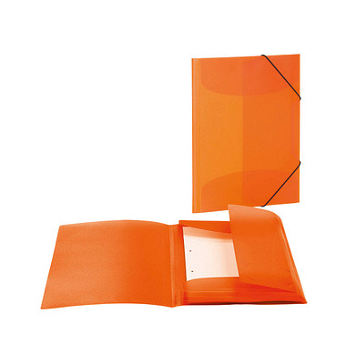 Eckspannmappe 19503, A4 orange transparent PP, mit 3 Einschlagklappen