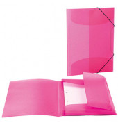 Eckspannmappe 19505, A4 pink transparent PP, mit 3 Einschlagklappen