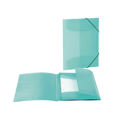 Eckspannmappe 19580, A4 dunkelgr&uuml;n transparent Polypropylen (PP), mit 3 Einschlagklappen