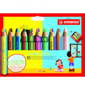 Buntstifte-Set STABILO woody 3 in 1, 882/10-2, 10x 2-farbig sortiert, rund, Packung