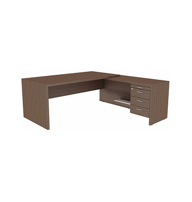 Schreibtischkombination T45 T4MCD180/ECECSZ, 76,8cm (H), 200x194cm (BxT), L-Form, eukalyptus / eukalyptus