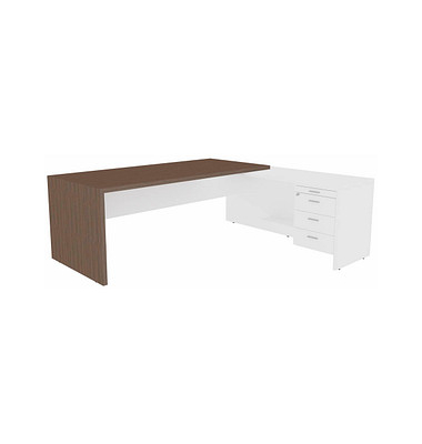 Schreibtischkombination T45 T4MCD200/ECBASZ, 76,8cm (H), 220x194cm (BxT), L-Form, eukalyptus    weiß / eukalyptus/weiß