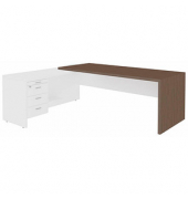 Schreibtischkombination T45 T4MCS200/ECBASZ, 76,8cm (H), 220x194cm (BxT), L-Form, eukalyptus    weiß / eukalyptus/weiß