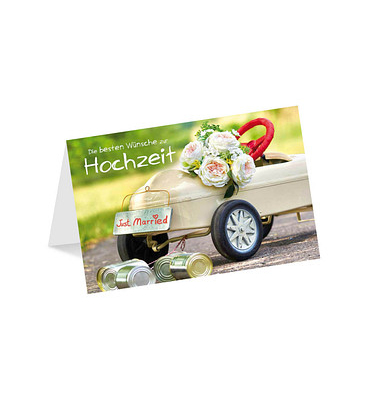 Glückwunschkarten Hochzeit Auto mit Dosen LU1820 17,5cm x 11,5cm (BxH) 260g Motiv Chromopapier FSC