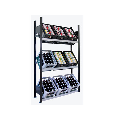 SCHULTE Getränkekistenregal 37006-S schwarz, silber 100,0 x 30,0 x 180,0 cm SCHULTE Getränkekistenregal 37006-S schwarz, silber 100,0 x 30,0 x 180,0 cm