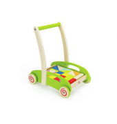 Hape E0371A Bau-Wagen mit Holzklötzchen Bausatz