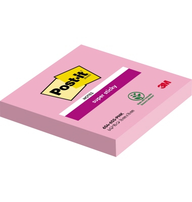 Haftnotizen 654-6SS-PNK, Super Sticky Notes, 76x76mm, tropicalpink, quadratisch