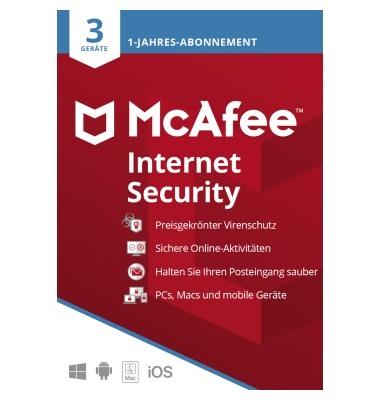 McAfee Internet Security Lizenz MIS00GNR3RDD 1 Jahr 3 Gerät