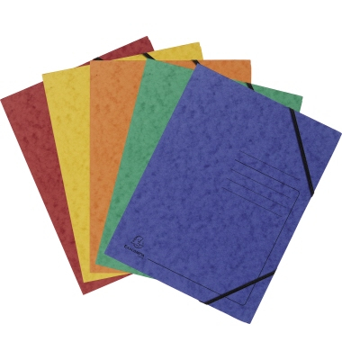 Eckspannmappe 555410E, A4 blau/gelb/gr&uuml;n/orange/rot Karton 355g, f&uuml;r ca. 200 Blatt